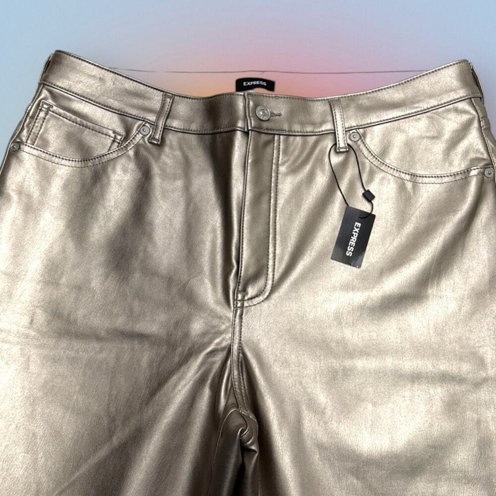 EXPRESS Women’s 16 Light Gold Faux Leather HIGH RISE SKINNY Jeans